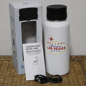 Welcome To Fabulous Las Vegas.  Stainless Steel Bottle Bluetooth Speaker.